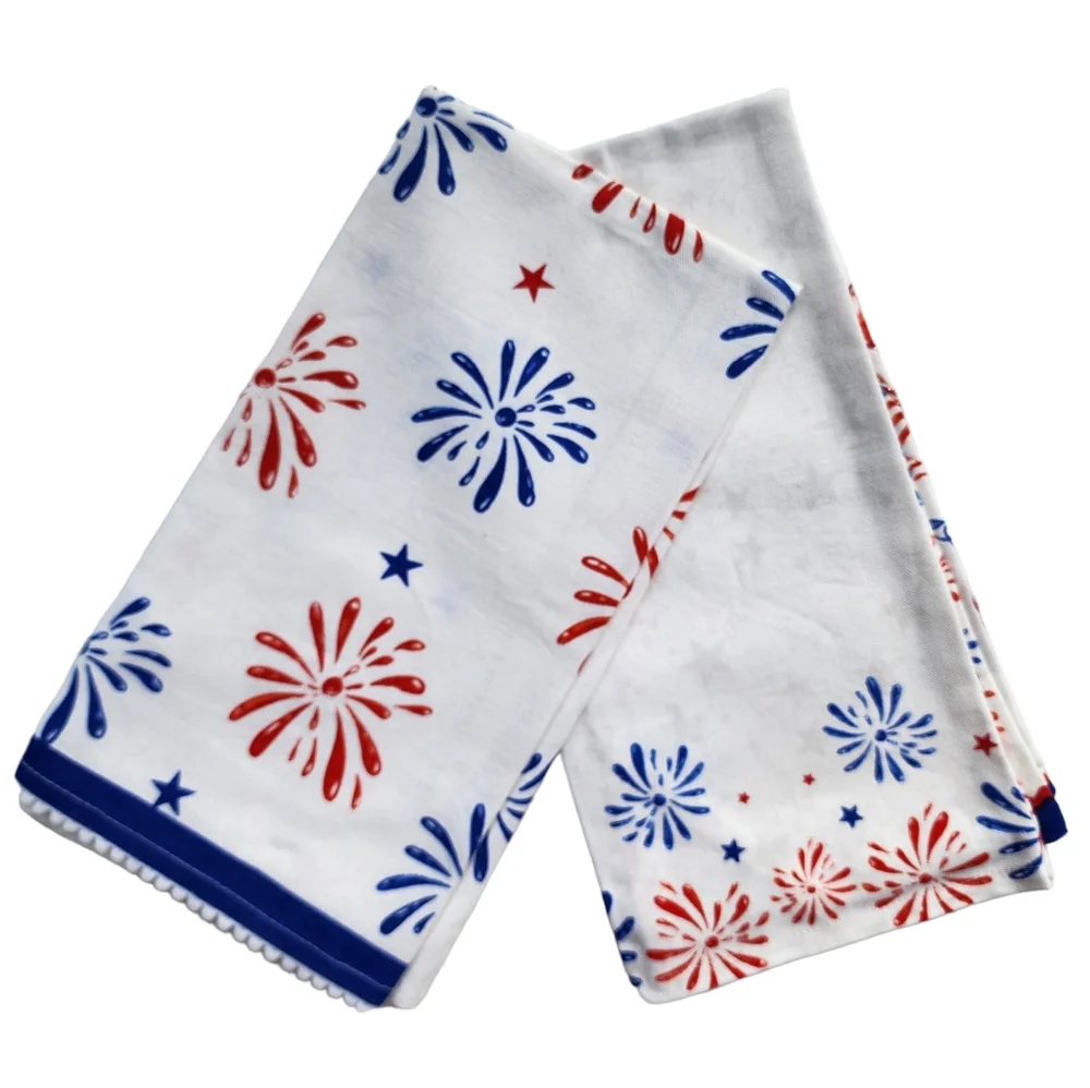 Stars And Stripes Farmhouse Kitchen Towel Set of‎ 2 Patriotic Day Design